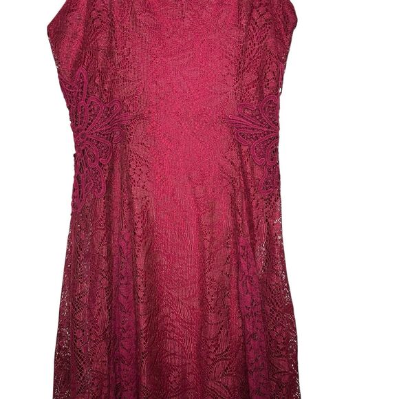 Soieblue Crimson Lace Maxi Dress Witchy Whimsigoth Gothic LARGE Sleeveless - Picture 5 of 12